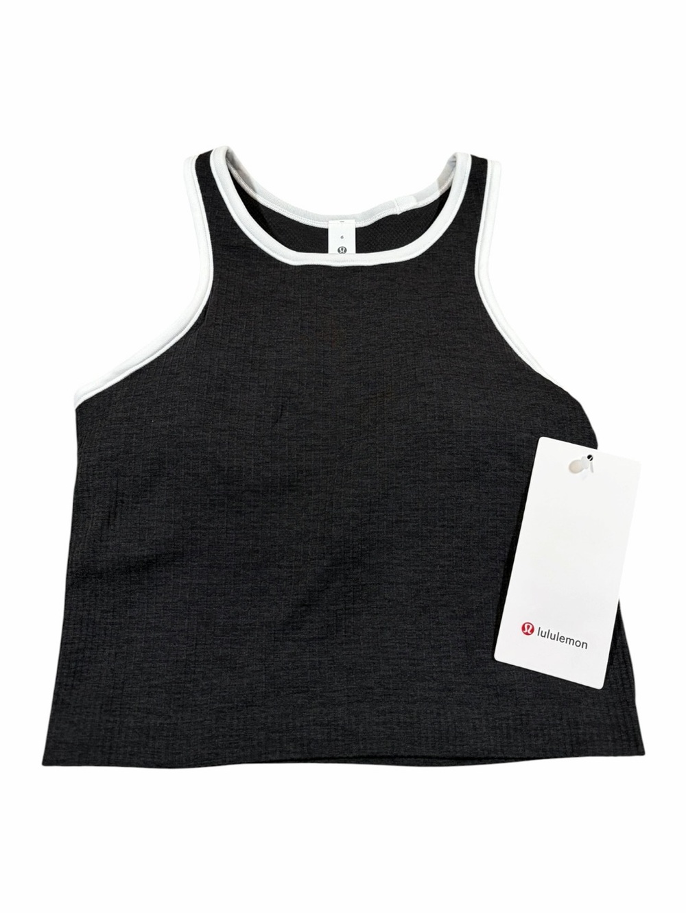 NWT Lululemon Ebb To Street Cropped Racerback Tank Top *Contrast (Black/White) 6